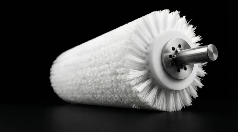 Soft industrial roller brush for controlled glass processing