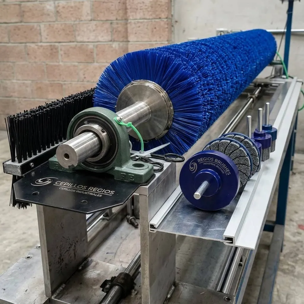 Large industrial cylindrical roller brushes